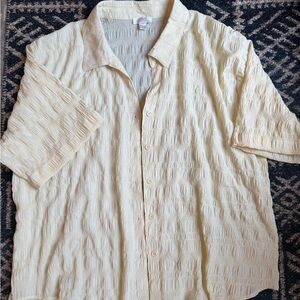 Textured Butter Yellow Button-Up Shirt
